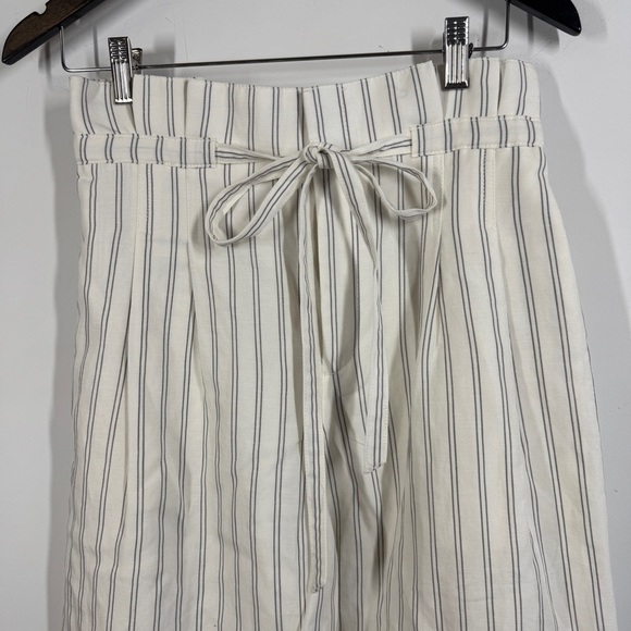 Club Monaco White Pin Striped Linen Blend Wide Leg Pants Size 4 Summer Casual - Picture 4 of 15